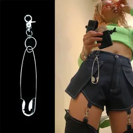 Keychains Punk Big Safety Pin Metal Pendant Keychain For Women Men Vintage Harajuku Cool Hip Hop Key Chain Waist Pants Jeans Accessories