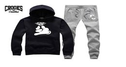 Crooks and Castles sweat suit Brand Clothing Men Tracksuits Long Sleeve Male SweatshirtsPants 2 Pieces Sets Hip Hop Homme Joggin3458959