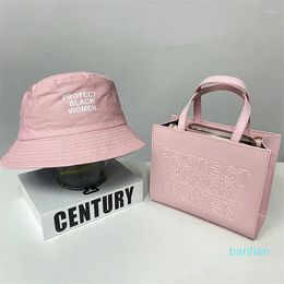 Shoulder Bags Ladies Leather Protect Black People Bag Women Set Bucket Hat 2024 Handbags For Purse