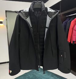 Men Designer Clothing Goose Down Coat Double Wear Parkas Jackets Winter Hooded Windproof and waterproof Outwear Black
