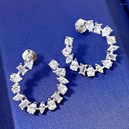 Stud Earrings Light Luxury 925 Pure Silver Sapphire Gem Pendant Studs Wedding Party Women's Boutique Jewellery
