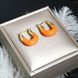 Stud Earrings Enamel Coloured Drop Glaze Metal For Women Luxury Personalised Gold-plated U-shaped Hoop Banquet Jewellery