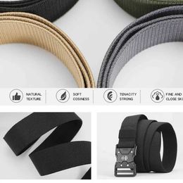 Belts New Tactical Belt Metal Buckle Quick Release Elastic Belt Casual Tooling Training Belt Mens Trousers Belt YD124