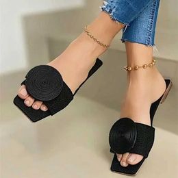 Slippers 2024 Summer New Solid Women Flat Casual Open Toed Ladies Plus Size 43 Fashion Beach Shoes Zapatos De jer H240322