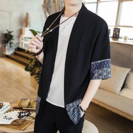 Men's Sweaters Spring And Autumn Loose Plus Size Cardigan Ancient Hanfu Young Men Shirt Lay Solid Color 3xl