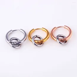 Hoop Earrings Fashion Circles Pendientes Color Gold Rose Stainless Steel Women Men Round Circle Charms Huggie Jewelry