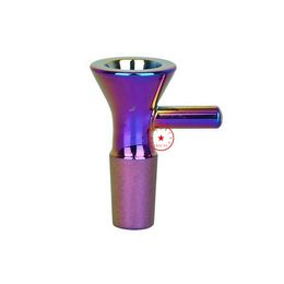 Latest Smoking Colourful Handle Style Thick Glass 14MM 18MM Male Joint Herb Tobacco Glass Philtre Funnel Bowl Oil Rigs Waterpipe Bong DownStem Bubbler Holder