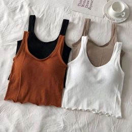 Early Autumn New Fashion Korean Edition Versatile U-neck Sling Sports Tank Top for External Wear and Internal Layup with Chest Pads for Back Beauty