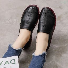 Loafers Black Wide Fit Women Shoe Female Loafers Designer Spring Shoes with Genuine Leather Upper 2022 New oxford Sneaker Woman Flats