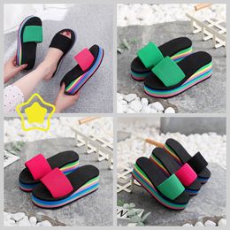 Slippers women's one-sided flip flops herringbone summer rainbow thick sole sandals high heels t outerwear casual beach wear GAI flip-flop sandy beach size36-41