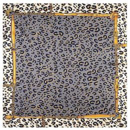 Scarves Twill Silk Scarf 2024 Women Leopard Print Square Large Bandana Luxury Kerchief Hijab Female Head Foulard 130x130