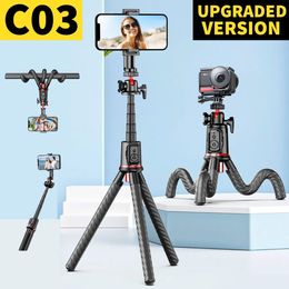 C03 Octopus Tripod Flexible Selfie Stick Smartphone Vlog Video Stand Outdoor Live Shooting For Camera 240309