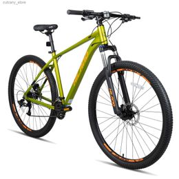 Bikes Ride-Ons Hiland 29 Inch Mountain Bike for Men Adult Bicyc Aluminium Hydraulic Disc-Brake 16-Speed with Lock-Out Suspension Fork MTB L240319