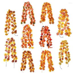 Decorative Flowers Artificial Garland Vine Fall Leave Autumn Hanging Plants For Wedding Thanksgiving Halloween Garden Decor 2024