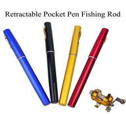 Fishing Rod Reel Set Mini Portable Pocket Aluminium Alloy Pen Fishing Rod And Reel Combo 4 Colors8892461