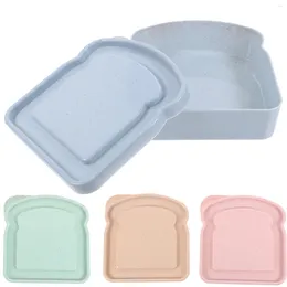 Plates 4 Pcs Toast Box Containers Storage Sandwich Holder Reusable Large For Lunch Boxes Sealable Small