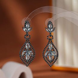 Dangle Earrings Bilincolor Fashionable Light Luxury Exquisite Micro-inlaid High-end Elegant Hollowed-out Zircon For Women