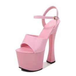 Dress Shoes Summer Walking Show Artefact Model High-heeled Sandals Pole Dancing 17CM Sexy Black Platform Hate Sky H240321B6EC94YK