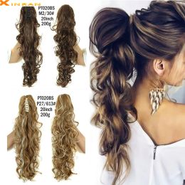 Ponytails Ponytails XINRAN Synthetic Claw Clip Wavy Ponytail Fibre Long Thick Wave Pony Tail Hair Piece Clip In Hair For Women