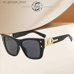 Sunglasses Sunglasses Women Trendy Designer Square Frame Shades Black Glasses Sun UV Protection Travel Gafas De Vintage Mujer Y240320