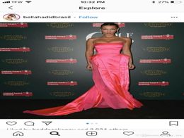 Pink Strapless Formal Evening Dresses 2019 Modest Ruffles Skirt Full length Red Carpet Dresses Celebrity Evening Party Gown We8298193