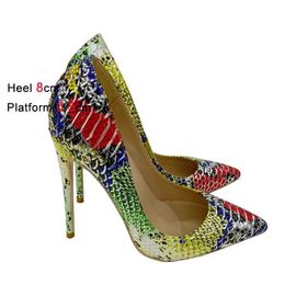 Dress Shoes Plus Size 46 Snake Pattern Womens Pointed Toe High Heels 12CM Stiletto Shallow Mouth Single Show Thin Fashion Pumps H240321LTO0