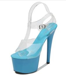 Dress Shoes Red Platform Sandals Women High Heels 17CM Walking Show Outside Large Size Transparent ShoesSummer Wedding Pumps Thin Heel H240321VWWNEPJN