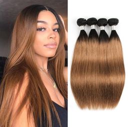 8A Brazilian Straight Hair Ombre Dark Blonde Hair Weave Bundles Colour 1B30 34 Bundles 1024 inch 100 Remy Human Hair Extensions2255198