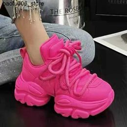 Casual Shoes Womens platform leisure outdoor Personalised design sports shoes breathable lace up lightweight jogging walking sports fashion womens shoes Q240320