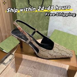 New Designer Sandals Slingback High Heels Lace up Sandals Mid Heel Black Mesh Diamond Decoration Printed Shoes Fashion Dress Shoes Rubber Leather Ankle Strap Shoes