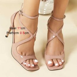 Dress Shoes New Cross Button Fashion High Heels Summer Fine Heeled Women 8CM Simplicity Career Sandals Naked Colour Wedding Party Pumps H240321XG1GKL0P