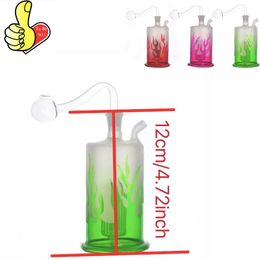 Wholesale Colourful Protable mini HOOKAH 10mm female Flame style water oil burner bong pipe with glass dab rig bowl and silicone straw hose for smoking