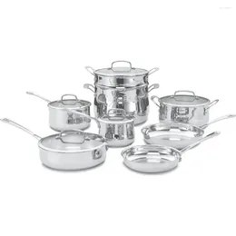 Cookware Sets Cooking Pots Non Stick Silver Pot Set Contour Stainless 13-Piece Non-stick For Kitchen Offers Dining