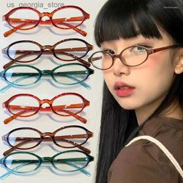 Sunglasses Sunglasses Tea Frame Glass Eyewear Retro Oval Glasses Girls Y2K Red Green Decorative Computer Anti-blue Eyeglasses Women Seaside Driving Y240320