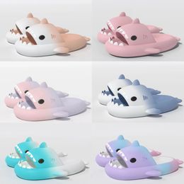 New shoes woman sandal Summer Shark Slippers Shark Slides Thick Soled Shoes Kids flat sandals Gradient Flip Flops GAI