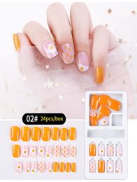 NAT006 24pcs Colourful Reusable Full Cover False Artificial Nail Tips Detachable Nails Art Fake Extension Tips with UV gel coated2828619