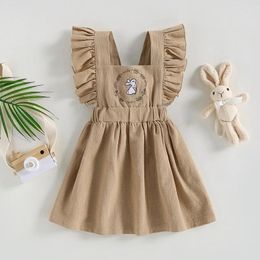 Girl Dresses CitgeeSummer Easter Infant Baby Overall Dress Cute Sleeveless Embroidery Ruffle Suspender Clothes