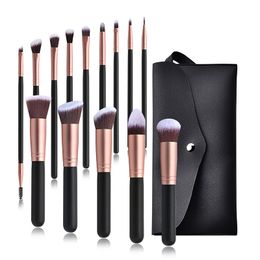 14 black makeup brushes, no logo beauty tools, spot foundation make-up brush