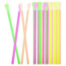 Disposable Cups Straws Smoothie 150PCS Colorful Snow Cone Spoon Large Wide- Mouthed ( Mixed Color )