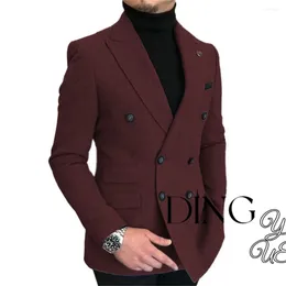 Men's Suits Double Breasted Lapel Suit Slim Fit Overcoat Jackets Man Wool Blazer Herringbone Dress Casual