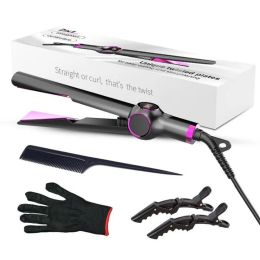 Irons 2 in 1 Twist Hair Straightener and Curler Ceramic Coated Plate Electric Hair Straightening Curling Iron Styling Tool