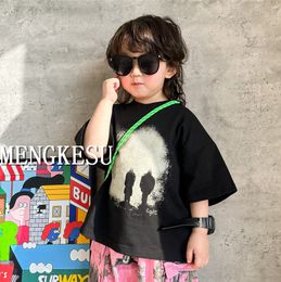 Boys printed casual clothes sets boys short sleeve cotton T-shirt loose beach wear shorts 2024 summer children outfits Z7240