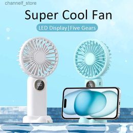 Electric Fans 2024 New Portable Air Conditioning Mini Portable Fan Handheld Fan Mini Charging Fan with 5-speed and LED DisplayY240320