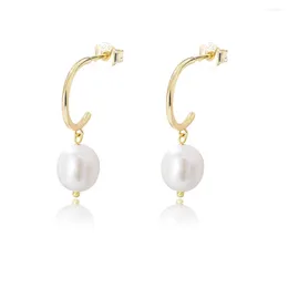 Dangle Earrings S925 Sterling Silver Irregular Freshwater Pearl Women Fashion Baroque