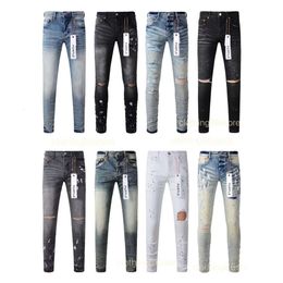 2024 Purple Men Designer Mens Skinny Jeans Designer Denim Pant Distressed Ripped Biker Black Blue Jean Slim Fit Motorcycle kgio668