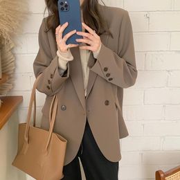 Women's Suits UNXX Brown Suit Jacket Spring And Autumn 2024 Design Casual Temperament Office Lady Double-breasted Blazer Top