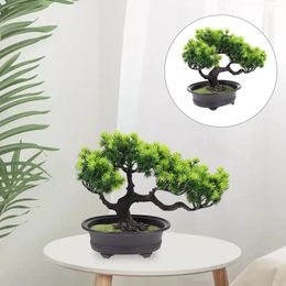 Decorative Flowers Artificial Potted Plant Realistic Bonsai Decor Fake Plastic Pine Potting Ornament Simulation Office Plants