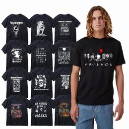 Хлопковая забавная мужская футболка с рисунком Halen, мужская футболка с изображением ужасов «Друзья», большой размер, забавная мужская футболка, забавные футболки, топы