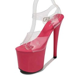 Dress Shoes HOT Female Sandals Nightclub Catwalk Pole Dance Sexy Super High Heel 20CM Women Waterproof Platform Wedding H240321XONAH28S