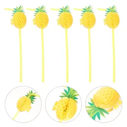 Disposable Cups Straws 50Pcs Cocktail Pineapple Tropical Drinking Decorative Tableware Decoration